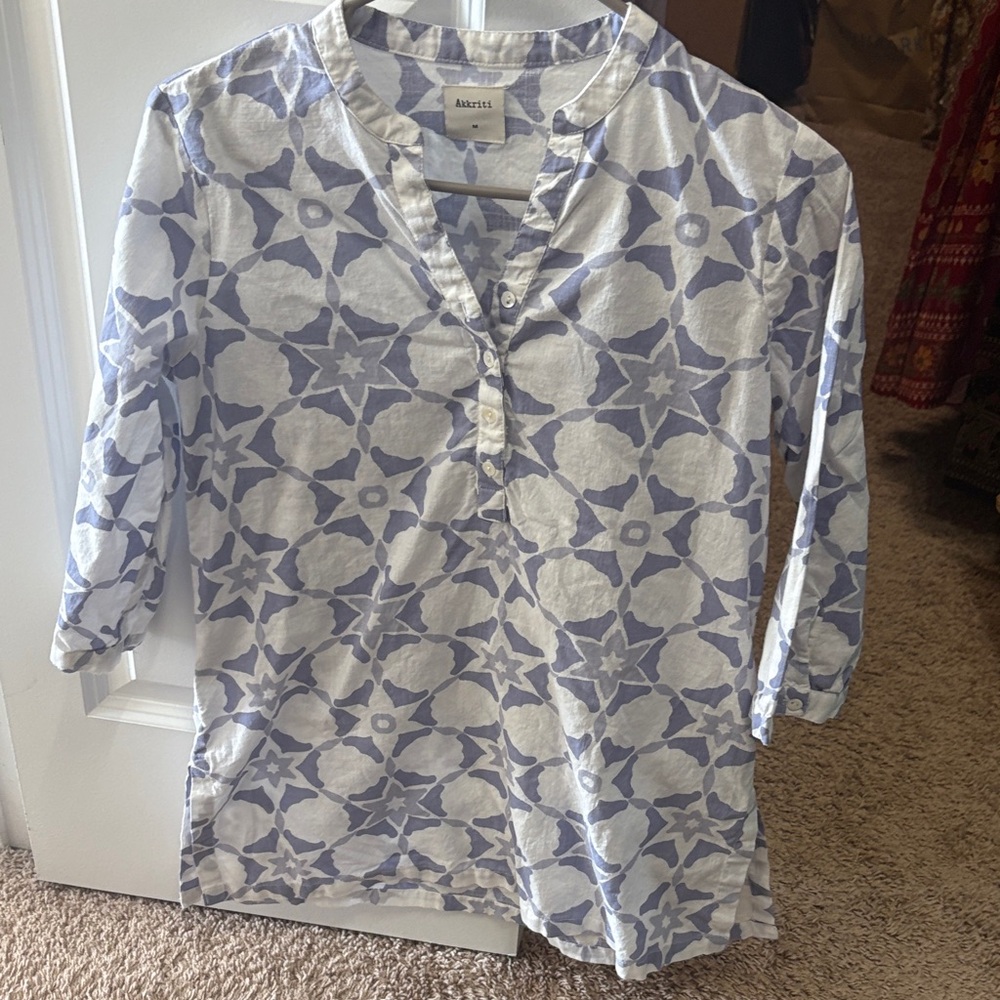 Arket Floral Blue and White Tunic
